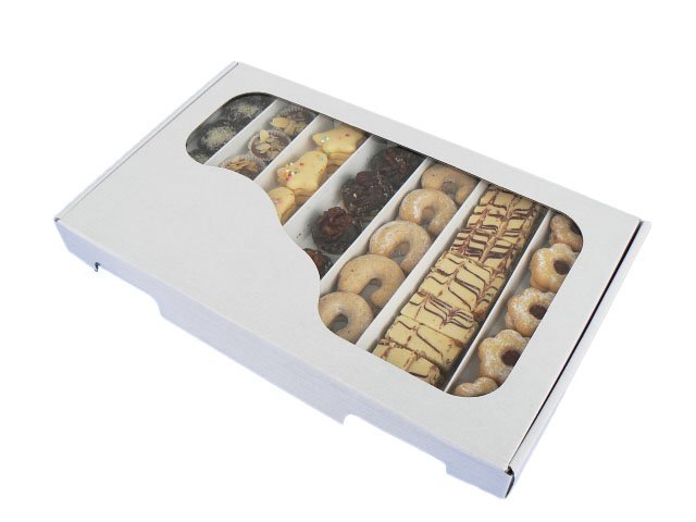 KRABICE 37,5X22X3,5 MIKROVLNA BÍLÁ/PVC ČAJ. 1KG+PŘEPÁŽKA
