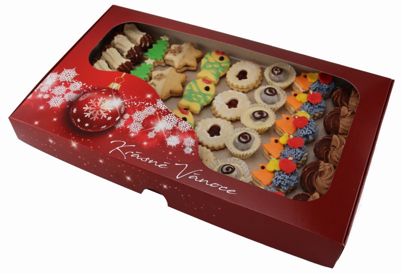 KRABICE 36,5X22X3,5CM LE.VÁN./PVC ČAJ.1,0KG BAŇKA ČERVENÁ