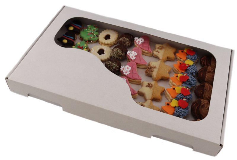 KRABICE 37,5X22X3,5 MIKROVLNA BÍLÁ/PVC ČAJ. 1KG+CELOFÁN